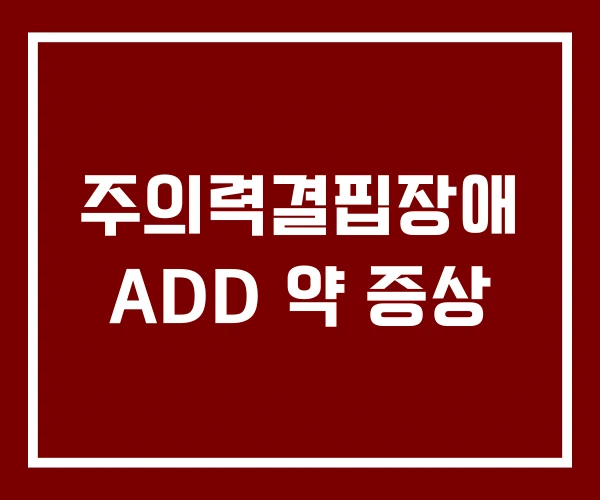 주의력결핍장애 ADD 약 증상