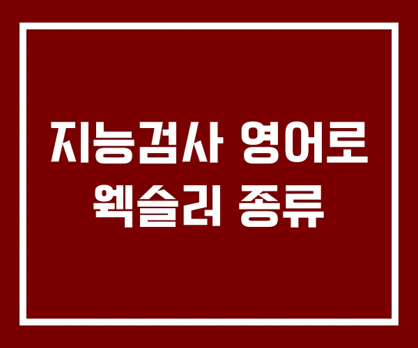 지능검사 영어로 웩슬러 종류