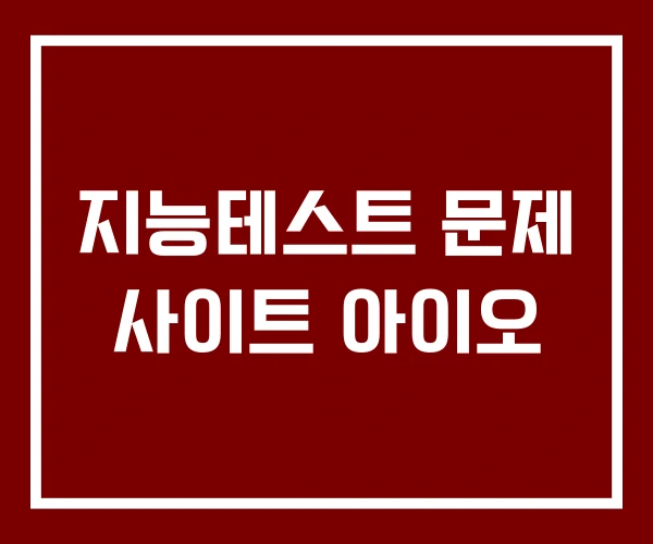 지능테스트 문제 사이트 아이오