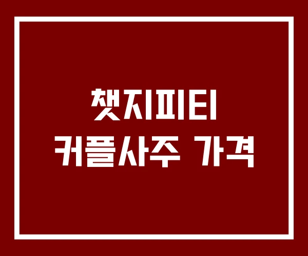 챗지피티 커플사주 가격
