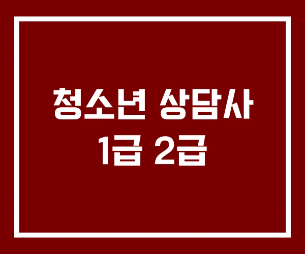 청소년 상담사 1급 2급