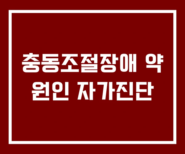 충동조절장애 약 원인 자가진단