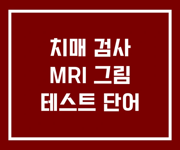 치매 검사 MRI 그림 테스트 단어
