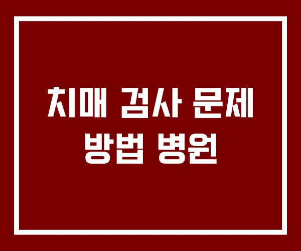 치매 검사 문제 방법 병원