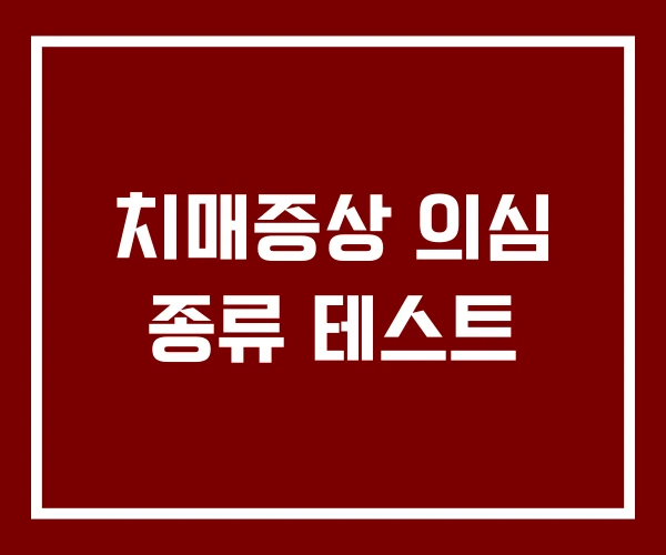 치매증상 의심 종류 테스트