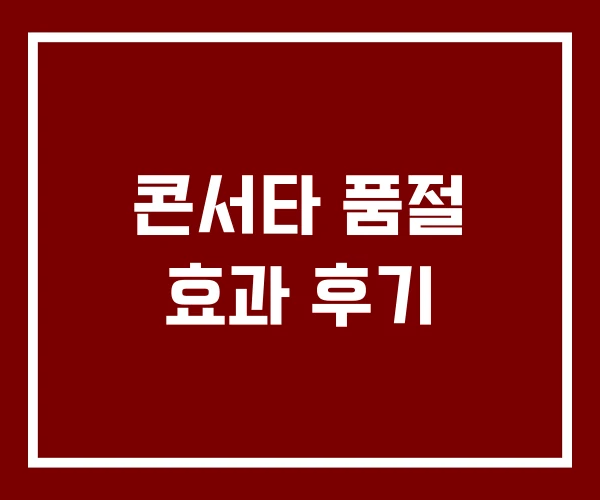 콘서타 품절 효과 후기