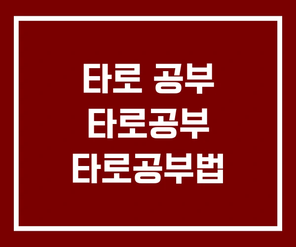 타로 공부 타로공부 타로공부법