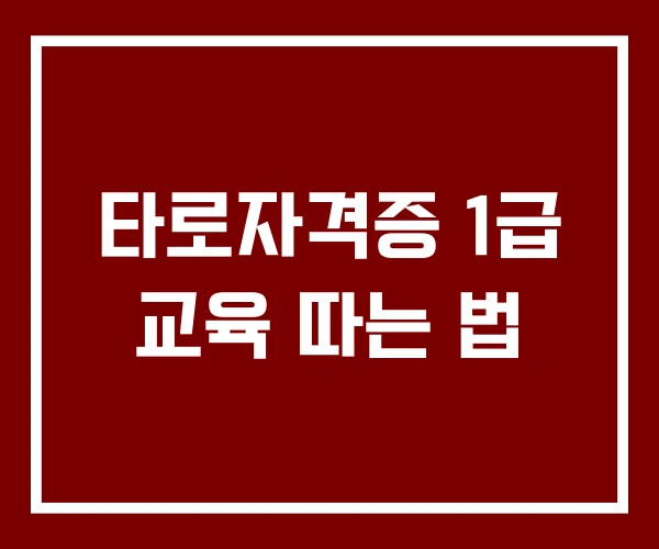 타로자격증 1급 교육 따는 법