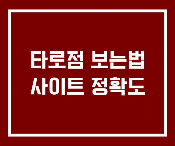 타로점 보는법 사이트 정확도