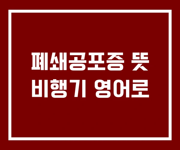 폐쇄공포증 뜻 비행기 영어로