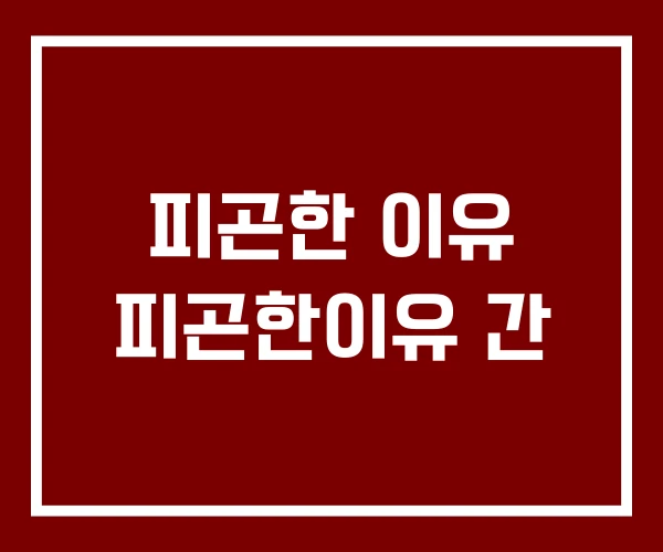 피곤한 이유 피곤한이유 간