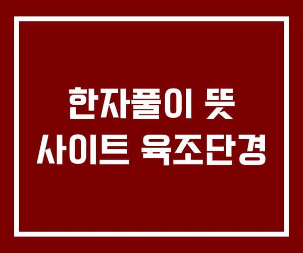 한자풀이 뜻 사이트 육조단경