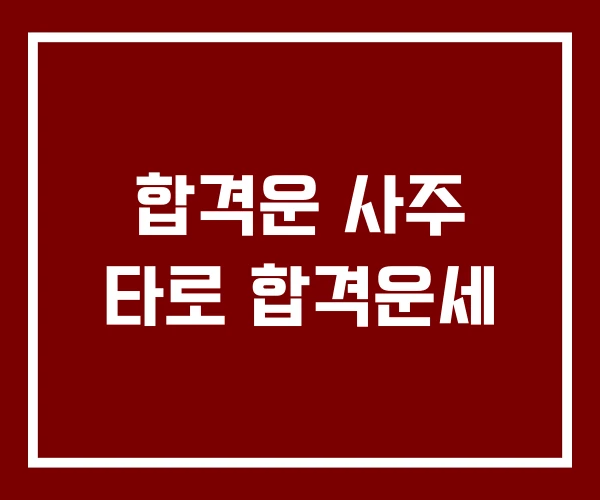 합격운 사주 타로 합격운세