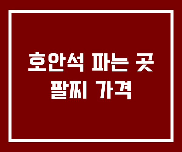 호안석 파는 곳 팔찌 가격