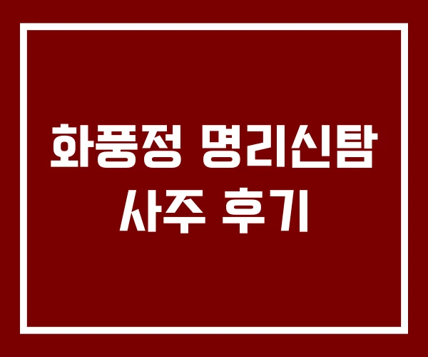 화풍정 명리신탐 사주 후기