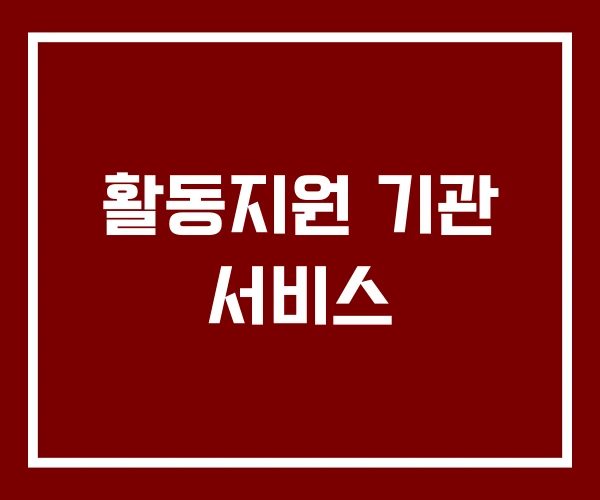 활동지원 기관 서비스