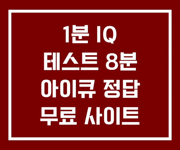 1분 IQ 테스트 8분 아이큐 정답 무료 사이트