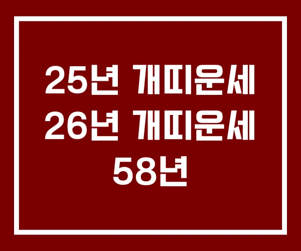 25년 개띠운세 26년 개띠운세 58년