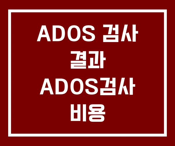 ADOS 검사 결과 ADOS검사 비용
