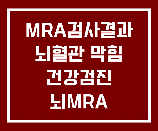 MRA검사결과 뇌혈관 막힘 건강검진 뇌MRA