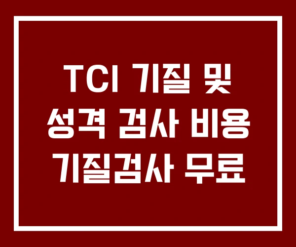 TCI 기질 및 성격 검사 비용 기질검사 무료