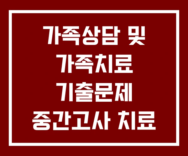 가족상담 및 가족치료 기출문제 중간고사 치료