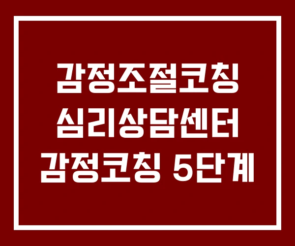 감정조절코칭 심리상담센터 감정코칭 5단계