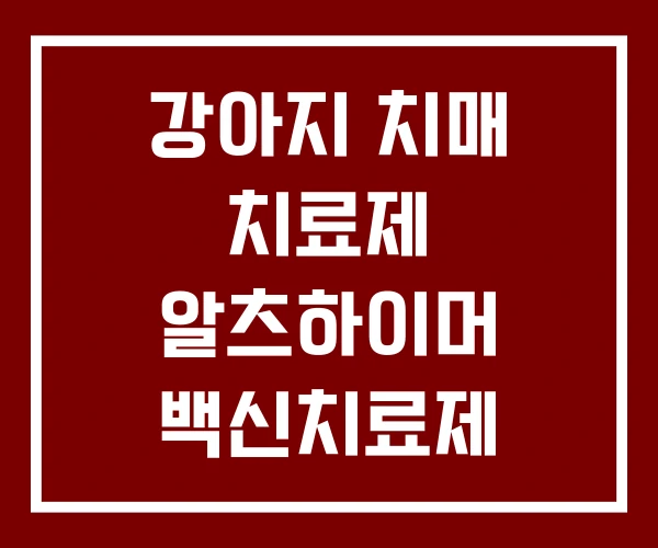 강아지 치매 치료제 알츠하이머 백신치료제