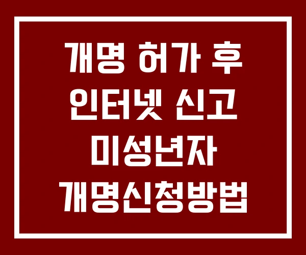 개명 허가 후 인터넷 신고 미성년자 개명신청방법 개명신고