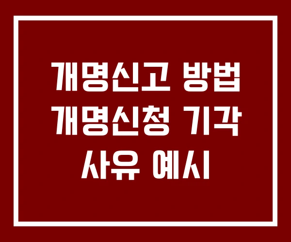 개명신고 방법 개명신청 기각 사유 예시