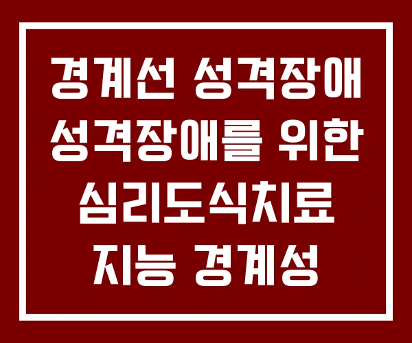 경계선 성격장애 성격장애를 위한 심리도식치료 지능 경계성