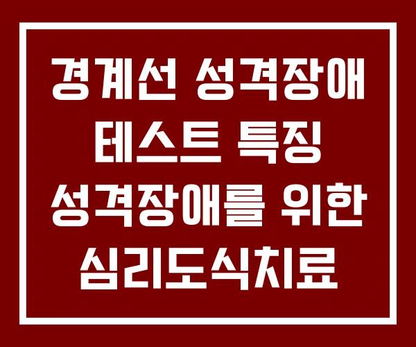 경계선 성격장애 테스트 특징 성격장애를 위한 심리도식치료