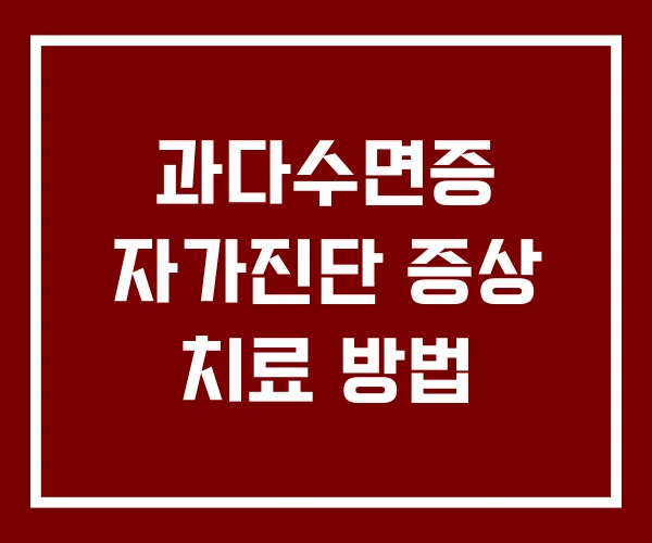과다수면증 자가진단 증상 치료 방법