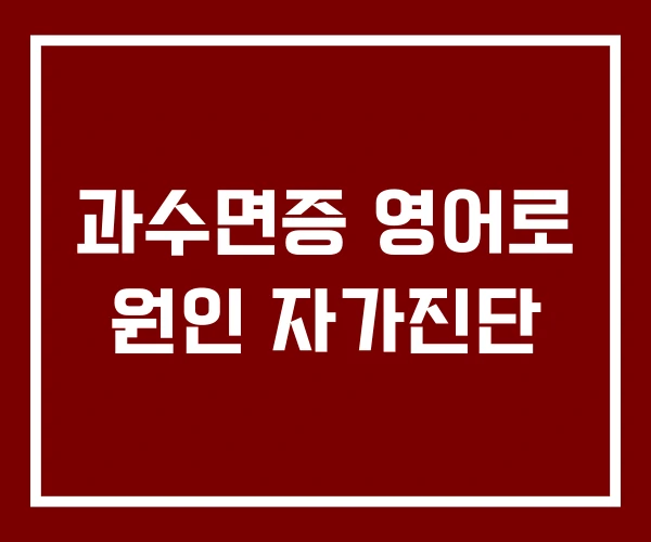 과수면증 영어로 원인 자가진단