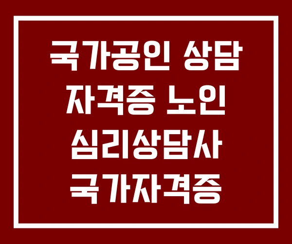 국가공인 상담 자격증 노인 심리상담사 국가자격증