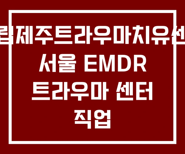 국립제주트라우마치유센터 서울 EMDR 트라우마 센터 직업