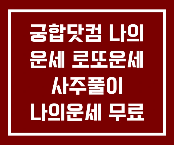궁합닷컴 나의 운세 로또운세 사주풀이 나의운세 무료
