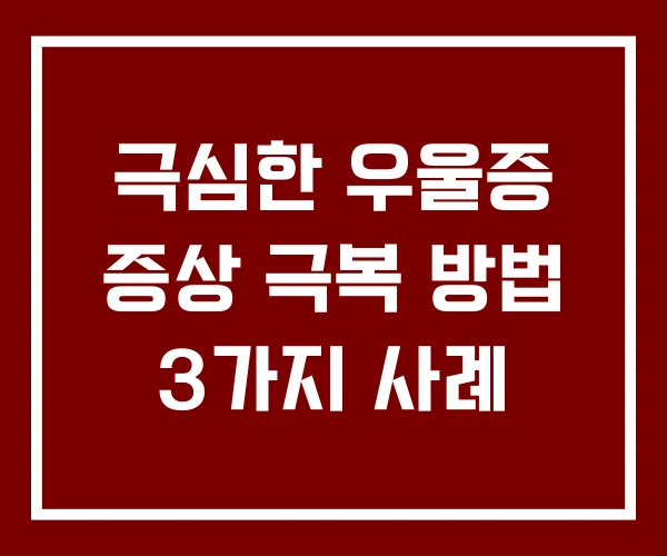 극심한 우울증 증상 극복 방법 3가지 사례