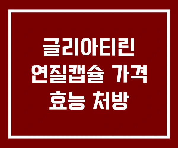 글리아티린 연질캡슐 가격 효능 처방 글리아티린 연질캡슐 가격 효능 처방