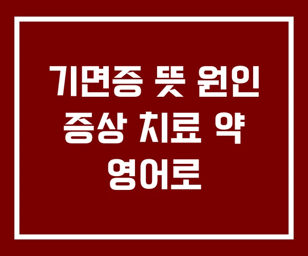 기면증 뜻 원인 증상 치료 약 영어로