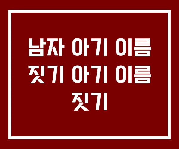 남자 아기 이름 짓기 아기 이름 짓기