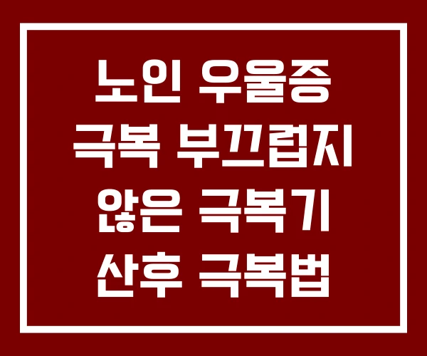 노인 우울증 극복 부끄럽지 않은 극복기 산후 극복법