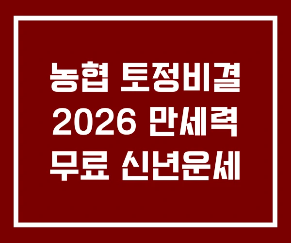 농협 토정비결 2026 만세력 무료 신년운세