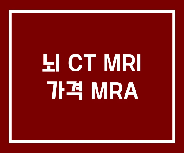 뇌 CT MRI 가격 MRA 뇌 CT MRI 가격 MRA