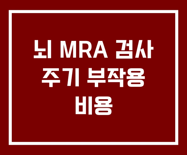뇌 MRA 검사 주기 부작용 비용