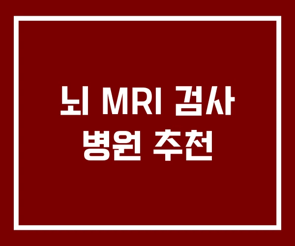 뇌 MRI 검사 병원 추천
