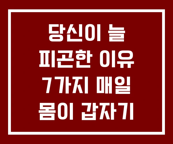 당신이 늘 피곤한 이유 7가지 매일 몸이 갑자기 당신이 늘 피곤한 이유 7가지 매일 몸이 갑자기