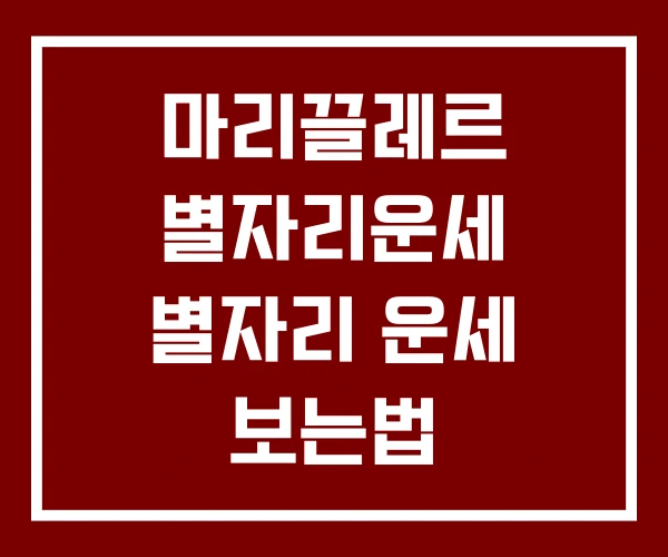 마리끌레르 별자리운세 별자리 운세 보는법