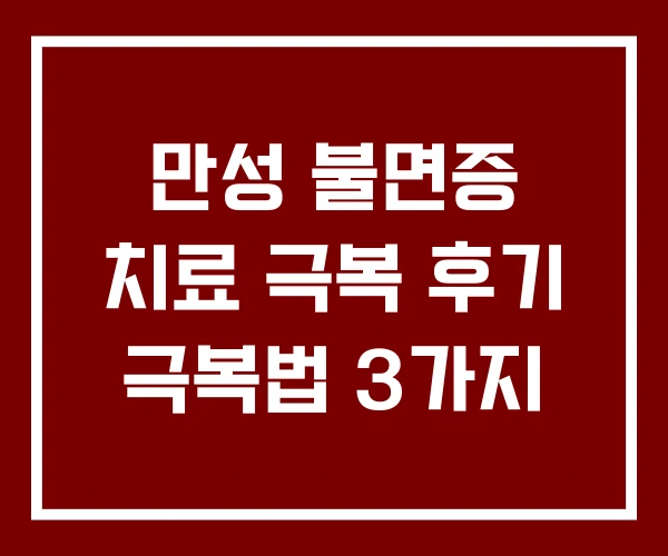 만성 불면증 치료 극복 후기 극복법 3가지 만성 불면증 치료 극복 후기 극복법 3가지