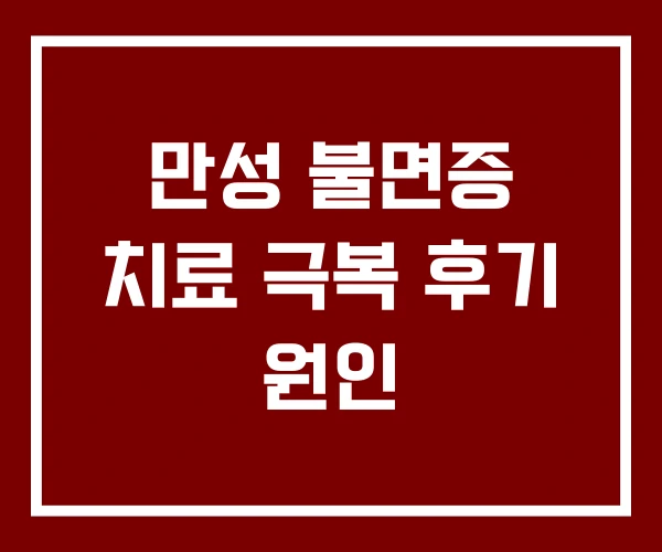 만성 불면증 치료 극복 후기 원인 만성 불면증 치료 극복 후기 원인